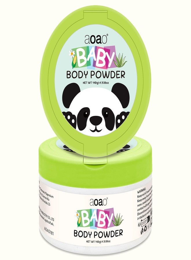 AOAO Baby Body Powder with Puff, Natural Cornstarch Base with Skin-Protecting Zinc Oxide, Talc-Free, Soothing & Gentle Absorption, Newborn Essentials, Family-Friendly Care, 4.938oz - Image 1